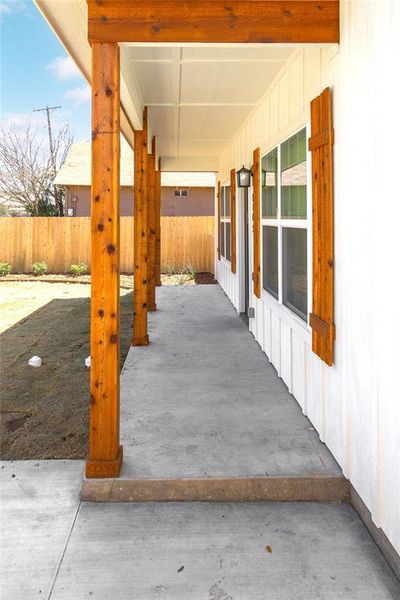 View of patio featuring fence View of patio featuring fence
