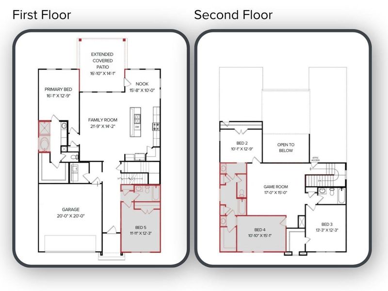 2D floor plan layout of this home in Katy Lakes, Katy, TX (Image 2). 2D floor plan layout of this home in Katy Lakes, Katy, TX (Image 2).