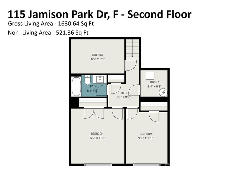2D floor plan layout of this home in Smith Village Townhomes, Troutman, NC (Image 5).