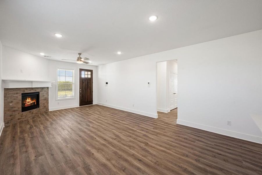 Living room with fireplace