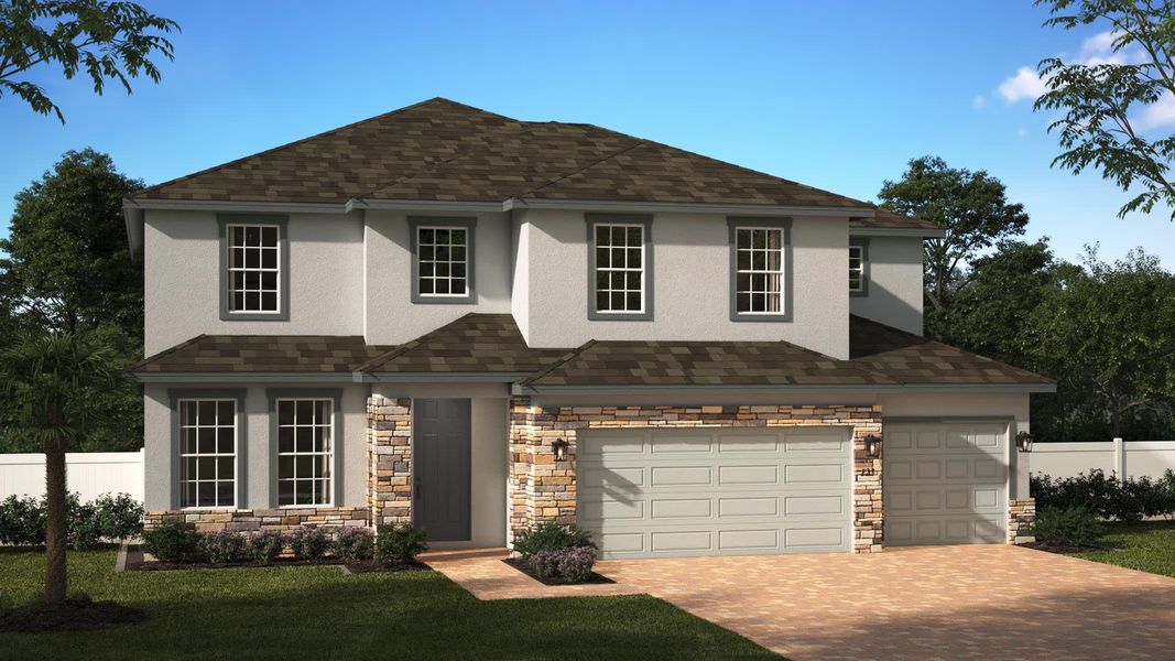 Stone Elevation | Exbury Executive | Storey Creek in Kissimmee, FL by Landsea Homes