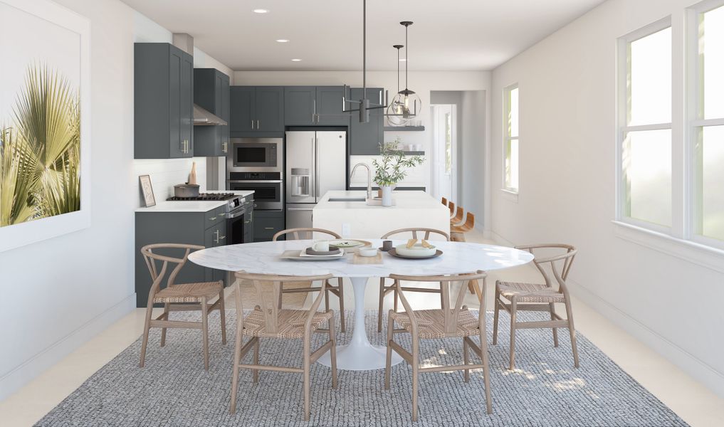 Cozy dining area with chandelier Cozy dining area with chandelier