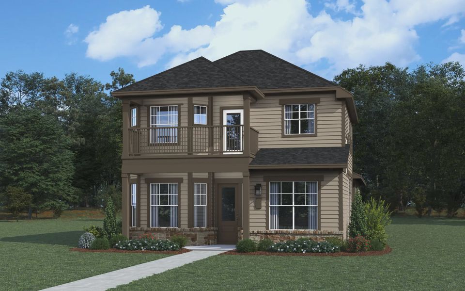 Representative exterior photo of a completed home built from the Shea by Chesmar Homes in The Crossvine, Forney, TX (Image 9).