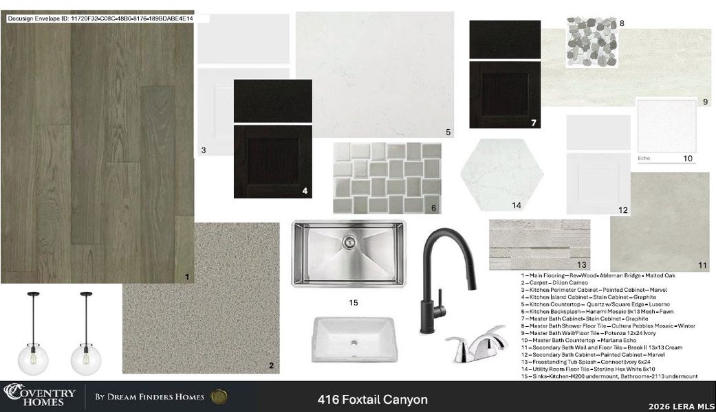 Sample of building materials used in homes in Foxbrook, Cibolo (Image 4).