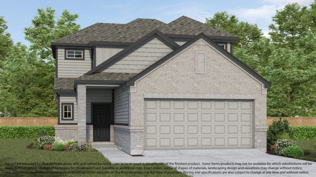 Representative exterior photo of a completed home built from the Plan 140 by Long Lake Ltd. in Huntington Place, Rosharon, TX (Image 8).