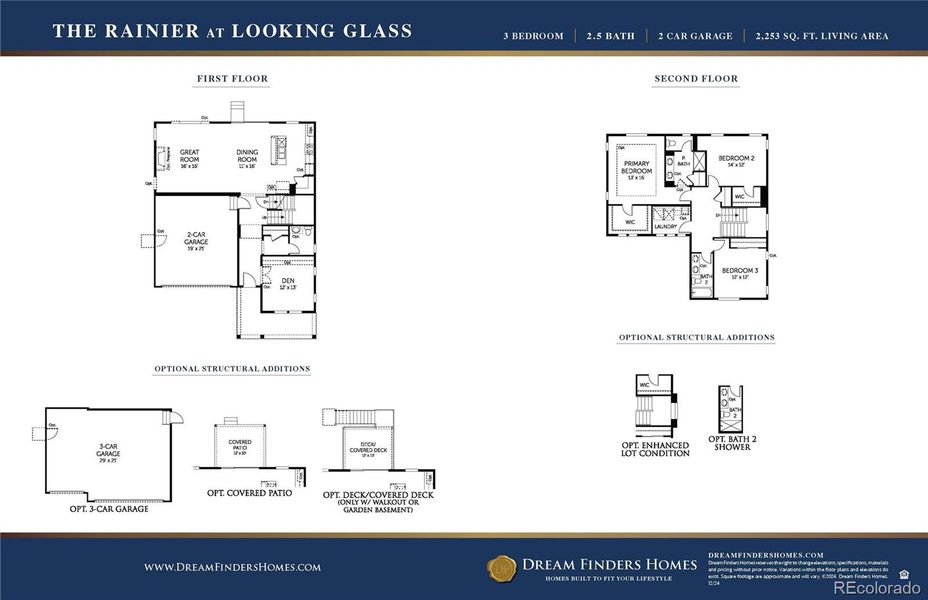 2D floor plan layout of this home in The Reserve at Looking Glass, Parker, CO (Image 5).