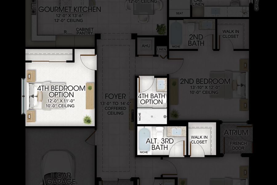 2D floor plan layout for the Venice by GL Homes in Valencia Del Mar, Boynton Beach, FL (Image 5).