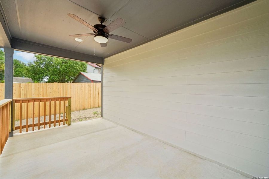 Exterior details and patio area of a home in Royal Crest, San Antonio (Image 3).