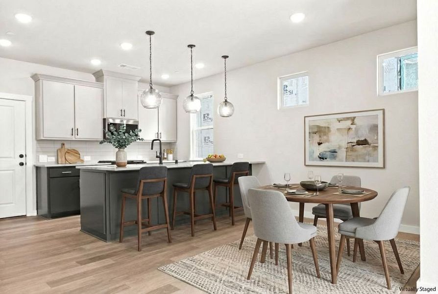 Furnished interior view inside a new home in Willow Grove Townhomes, Melissa (Image 5). Furnished interior view inside a new home in Willow Grove Townhomes, Melissa (Image 5).