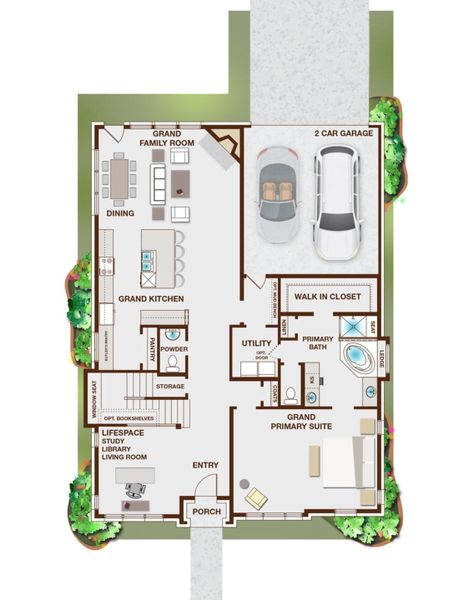 2D floor plan layout for the Royal Savannah by Grand Homes in Edgewater, Fate, TX (Image 3).
