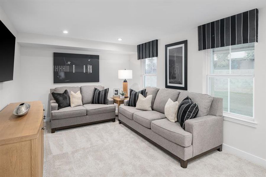 Representative furnished interior of a home built from the Sonata by Ryan Homes in Townes at The Station, Apex (Image 19). Representative furnished interior of a home built from the Sonata by Ryan Homes in Townes at The Station, Apex (Image 19).