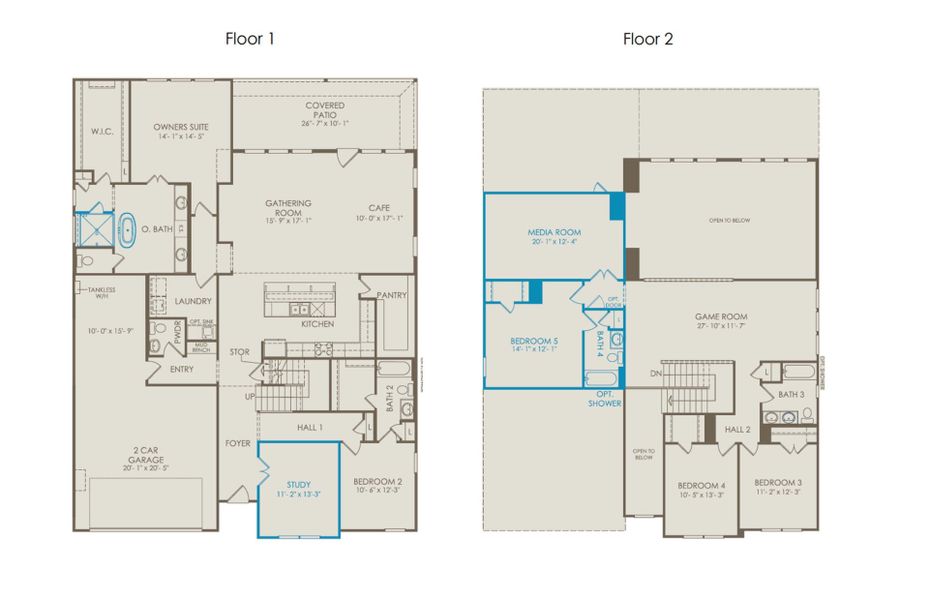 2D floor plan layout of this home in Wilson Creek Meadows, Celina, TX (Image 4).