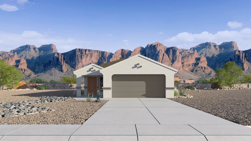 Representative exterior photo of a completed home built from the Amber by D.R. Horton in Elena Trails, Maricopa, AZ (Image 2). Representative exterior photo of a completed home built from the Amber by D.R. Horton in Elena Trails, Maricopa, AZ (Image 2).