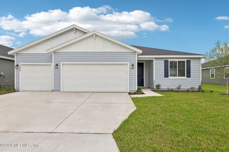 Front exterior of a new home in Azalea Creek, Jacksonville, FL, highlighting curb appeal (Image 2). Front exterior of a new home in Azalea Creek, Jacksonville, FL, highlighting curb appeal (Image 2).