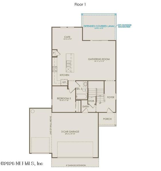 2D floor plan layout of this home in Wingate Landing, Jacksonville, FL (Image 3).