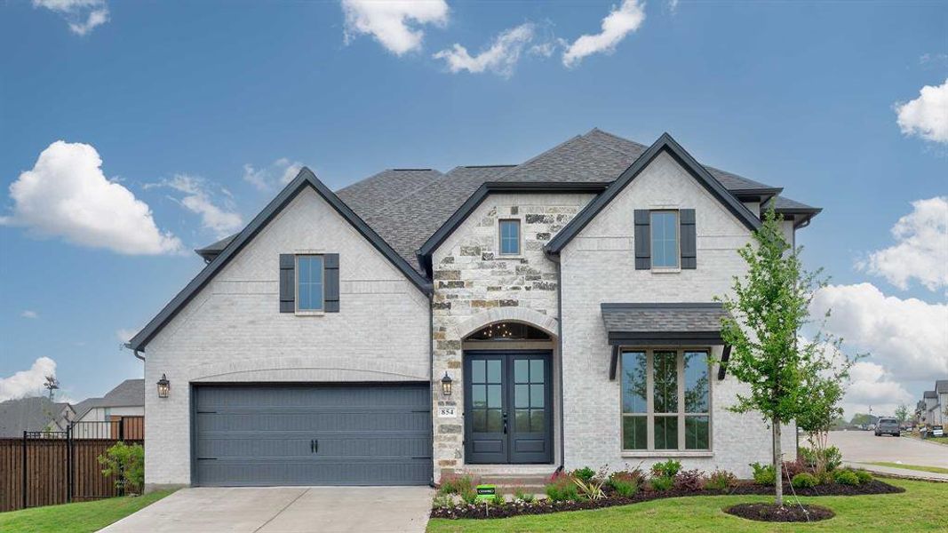 Front exterior of a new home in Hillstead, Lavon, TX, highlighting curb appeal (Image 1). Front exterior of a new home in Hillstead, Lavon, TX, highlighting curb appeal (Image 1).