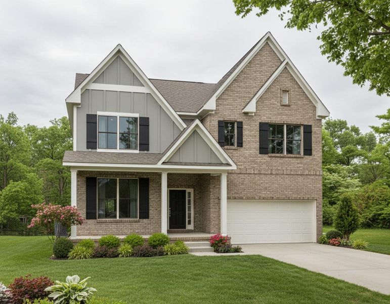Front exterior of a new home in The Retreat at Norman Farm, Hendersonville, TN, highlighting curb appeal (Image 25).