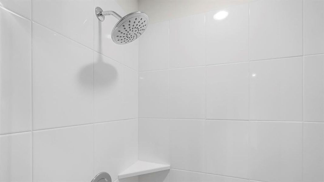 Bathroom view of tiled shower Bathroom view of tiled shower