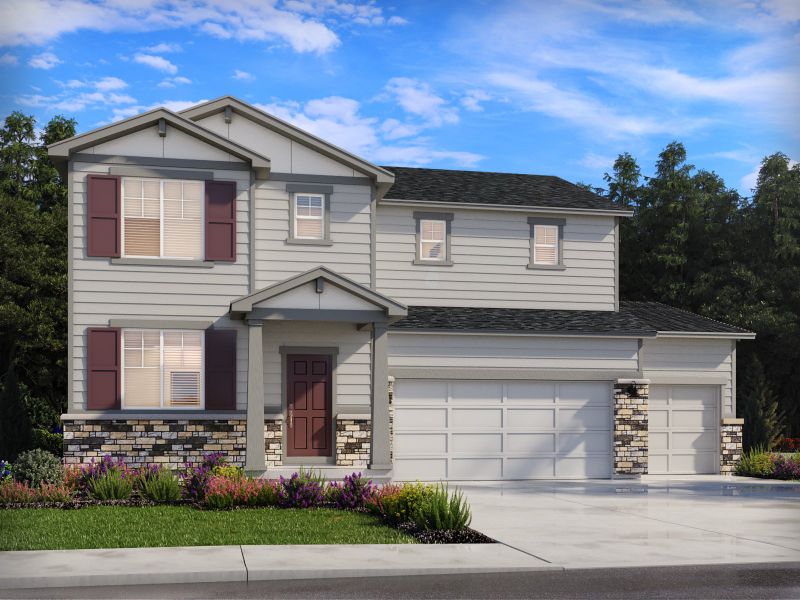 Representative exterior photo of a completed home built from the The Monarch by Meritage Homes in Paint Brush Hills, Peyton, CO (Image 2).
