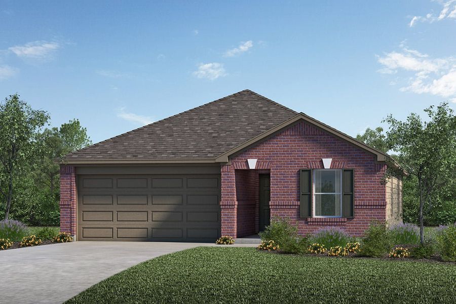 Front exterior of a new home in Olympia Falls, Fresno, TX, highlighting curb appeal (Image 1). Front exterior of a new home in Olympia Falls, Fresno, TX, highlighting curb appeal (Image 1).