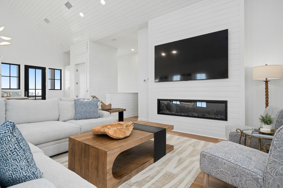 Built in electric fireplace. Built in electric fireplace.
