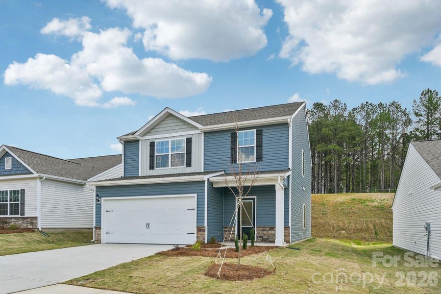 Front exterior of a new home in Willow Estates, Shelby, NC, highlighting curb appeal (Image 20).