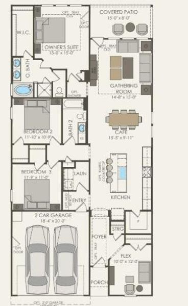 2D floor plan layout of this home in La Cima, San Marcos, TX (Image 5).