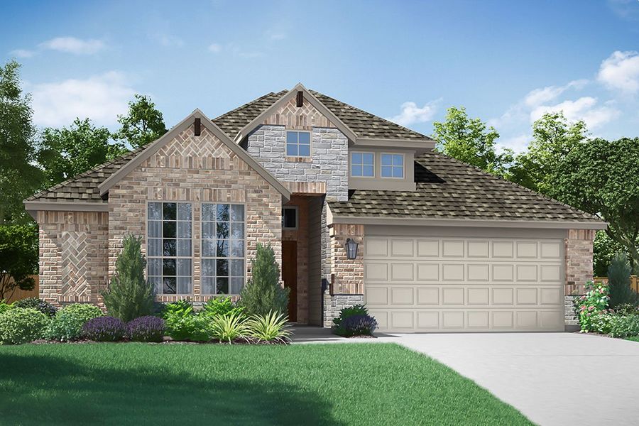 Front exterior of a new home in River Ranch, Van Alstyne, TX, highlighting curb appeal (Image 1). Front exterior of a new home in River Ranch, Van Alstyne, TX, highlighting curb appeal (Image 1).