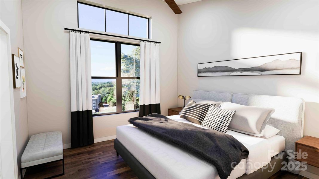 Primary bedroom rendering Primary bedroom rendering