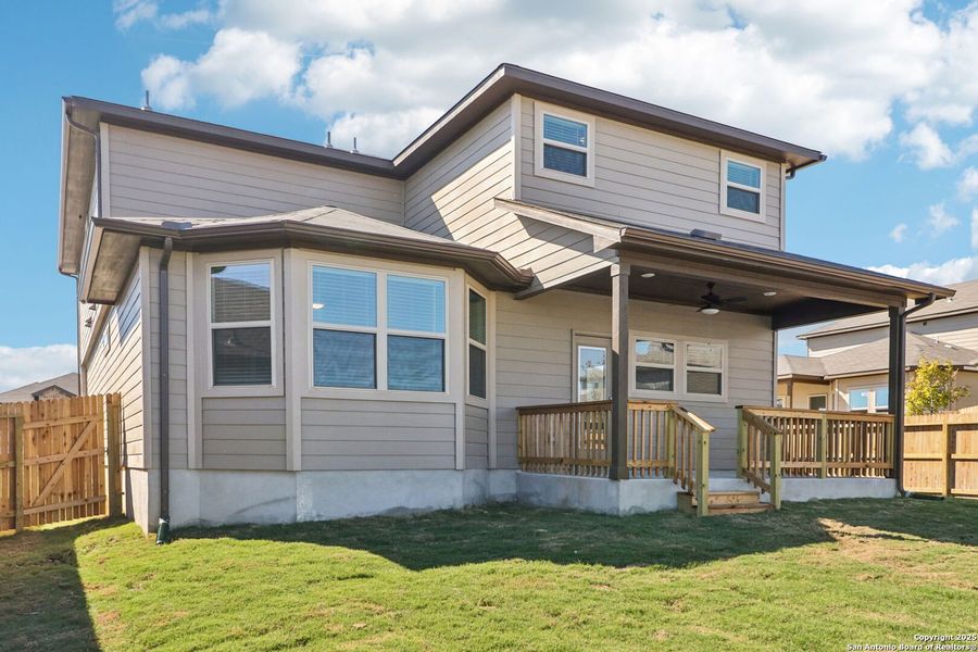 Exterior details and patio area of a home in Legendary Trails - Premier Series, Cibolo (Image 27).