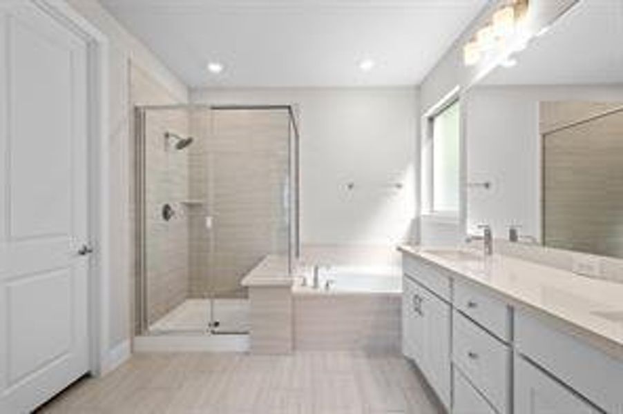 Bathroom with separate shower and tub and vanity