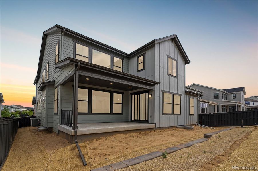Exterior details and patio area of a home in Stargaze at Solstice, Littleton (Image 2).
