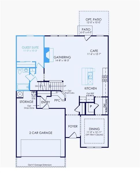 2D floor plan layout of this home in Sierra Creek, Hoschton, GA (Image 3).
