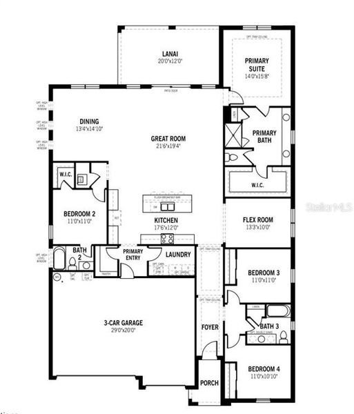 2D floor plan layout of this home in Crosswind Ranch, Parrish, FL (Image 3).