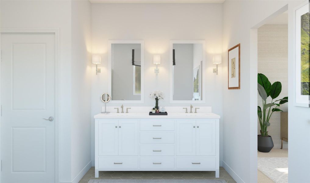 Relaxing primary bath (*Artist rendering used for illustration purposes only.) Relaxing primary bath (*Artist rendering used for illustration purposes only.)