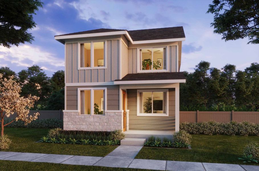 Representative exterior photo of a completed home built from the 4 by Risewell Homes in Woodrose at Painted Prairie, Aurora, CO (Image 4). Representative exterior photo of a completed home built from the 4 by Risewell Homes in Woodrose at Painted Prairie, Aurora, CO (Image 4).