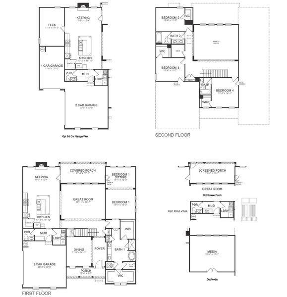 2D floor plan layout for the TISDALE by D.R. Horton in Harvest Point, Spring Hill, TN (Image 4).