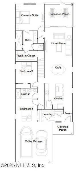 2D floor plan layout of this home in Stillwater | Active Adult 55+: Stillwater (40s) - Royal Collection, St. Johns, FL (Image 2). 2D floor plan layout of this home in Stillwater | Active Adult 55+: Stillwater (40s) - Royal Collection, St. Johns, FL (Image 2).