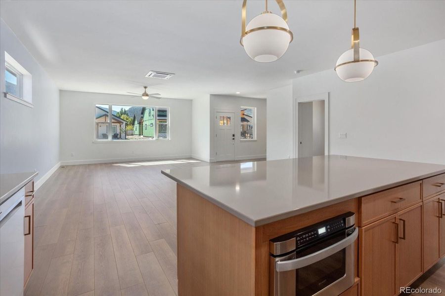 View of living area from the kitchen