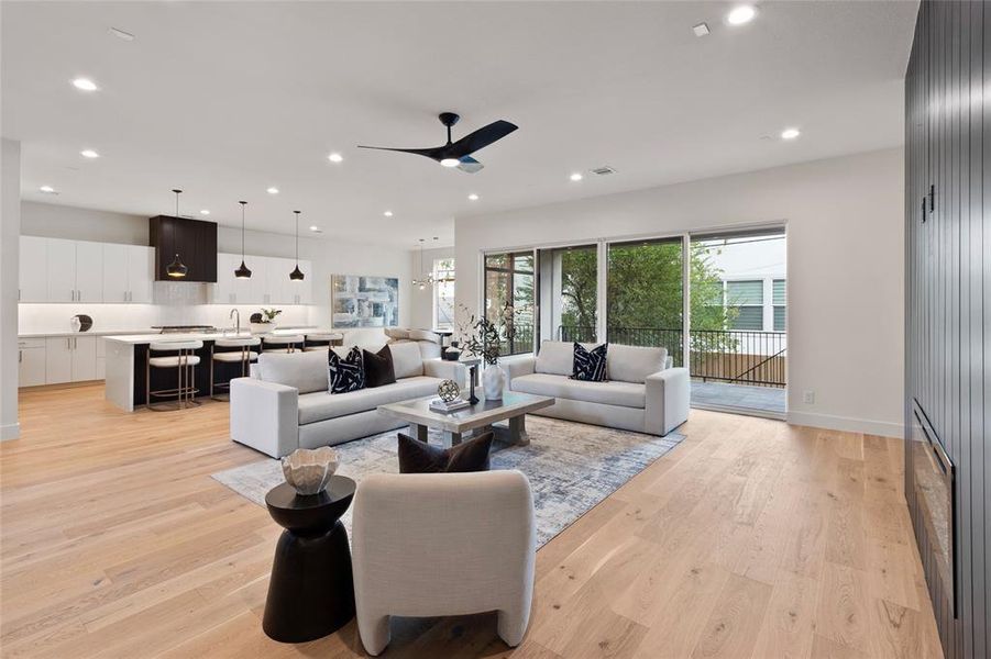 Another view of this open living area kitchen and dining room