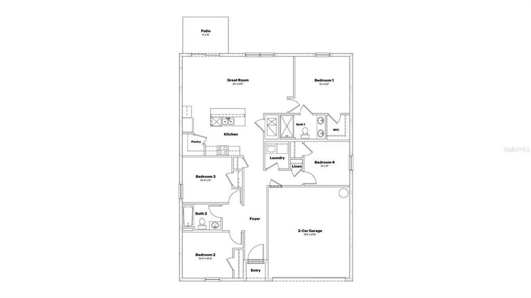 2D floor plan layout of this home in Mandarin Grove, Palmetto, FL (Image 4).