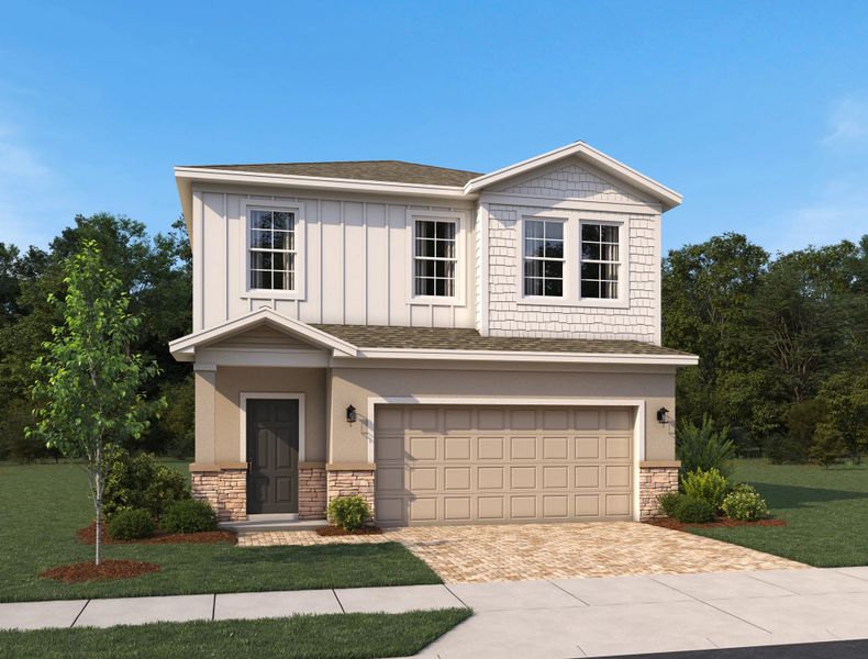 Front exterior of a home in the Catamaran Cove Signature community, located in Rockledge, FL (Image 8).