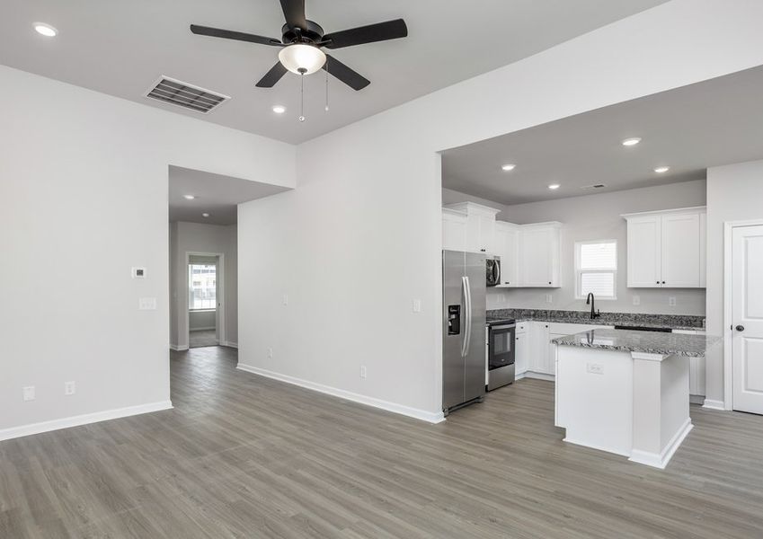 Open-concept living area.