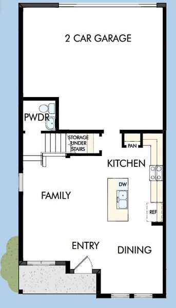 2D floor plan layout for the The Freshwater by David Weekley Homes in Persimmon Place - Townhomes, Wesley Chapel, FL (Image 3).