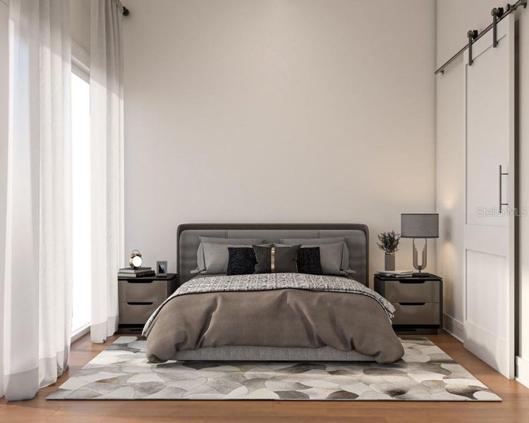 Third Bedroom with windows and sliders