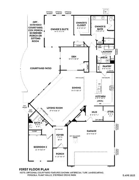 2D floor plan layout of this home in The Courtyards at Oak Grove, Durham, NC (Image 22).