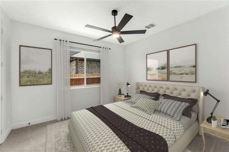 Bedroom 2 is located downstairs with access to a full bath, making it well suited for Multi-Generational Living if needed.