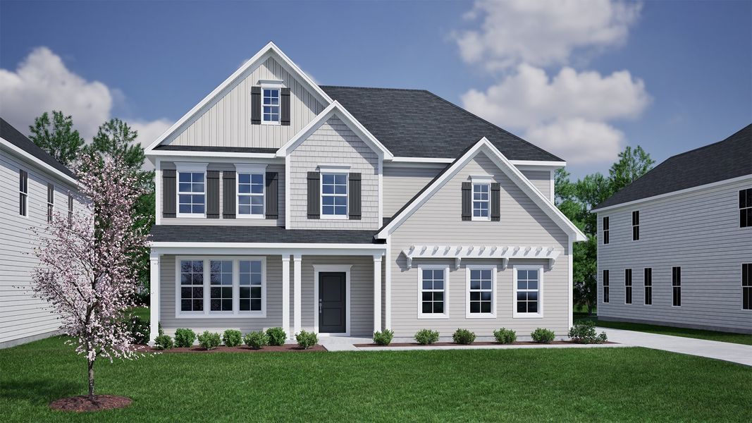 Representative exterior photo of a completed home built from the Savannah - Vanguard Collection by Mungo Homes in Scotts Hill Village, Wilmington, NC (Image 19).