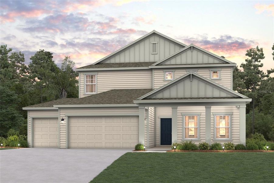 Front exterior of a new home in Reserve East, Flagler Beach, FL, highlighting curb appeal (Image 6). Front exterior of a new home in Reserve East, Flagler Beach, FL, highlighting curb appeal (Image 6).