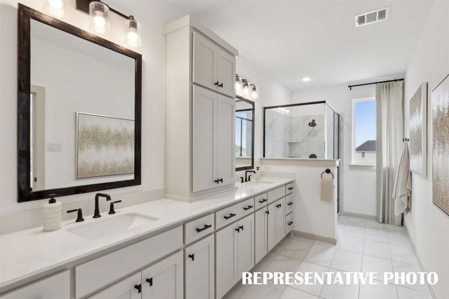 Filled with style, sophistication and space, this fantastic owner's bath was built for two!  REPRESENTATIVE PHOTO